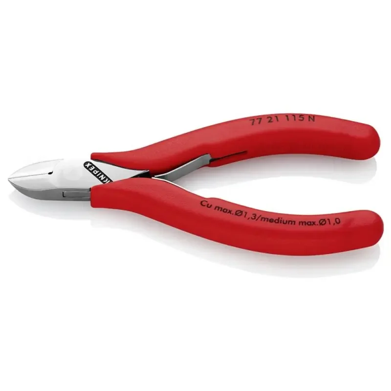Zlevněný Boční štípací kleště Knipex 77 21 115 N - pro elektroniku, špičaté čelisti, bez fazety (K 77 21 115 N)