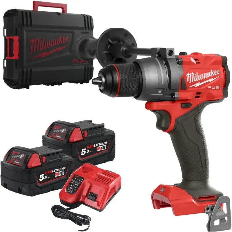 Značkový Aku vrtačka Milwaukee M18 FDD3-502C, sklíčidlo 13 mm, 2x aku M18 B5 + M12-18 FC + kufr, 4933479863