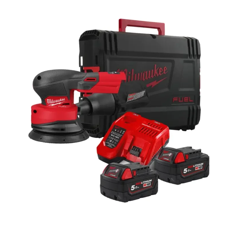 Zlevněný Aku excentrická vibrační bruska 125 mm Milwaukee M18 FROS125-502X, 2x aku M18 B5 + M12-18 FC + kufr, 4933498254 (MI4933498254)