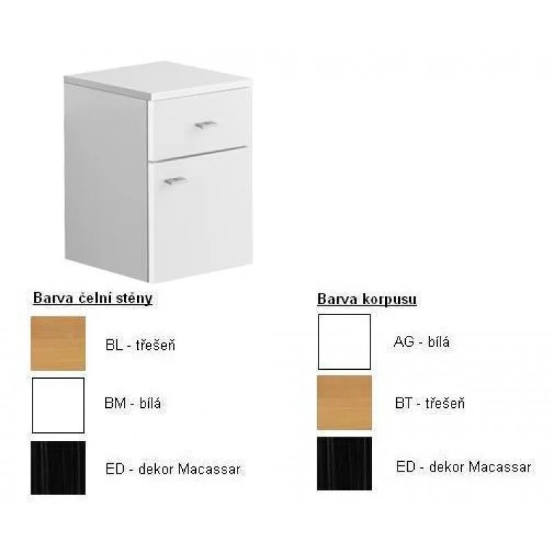 Vysoce Kvalitní Villeroy & Boch Central Line Boční skříňka 350x480x370 mm, panty vpravo, korpus třešeň,čelní stěna třešeň