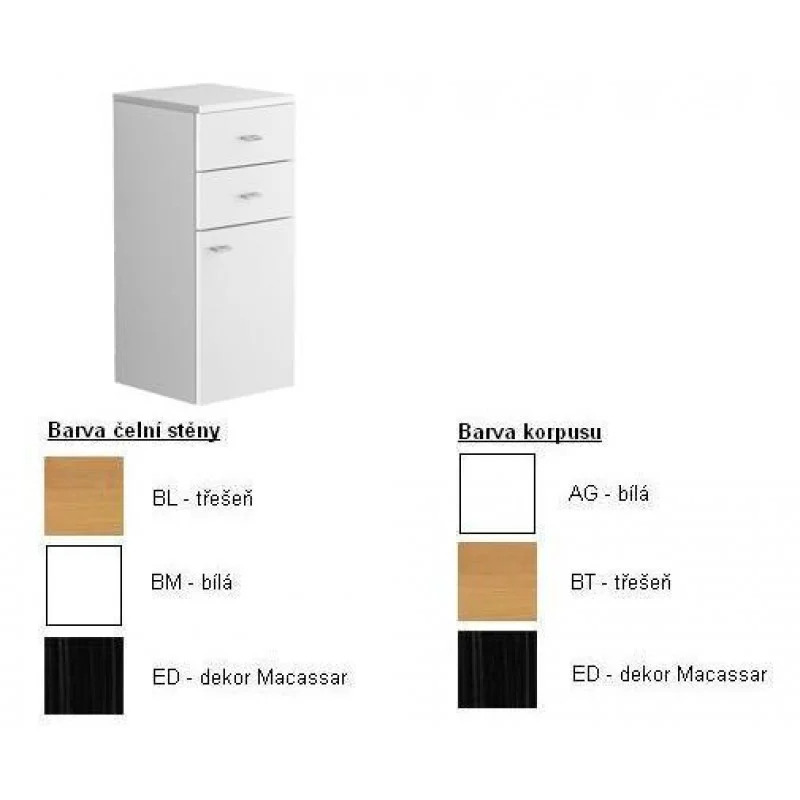 Zlevněný Villeroy & Boch Central Line Boční skříňka 350x800x370 mm,panty vpravo, korpus Macassar,čelní stěna bílá