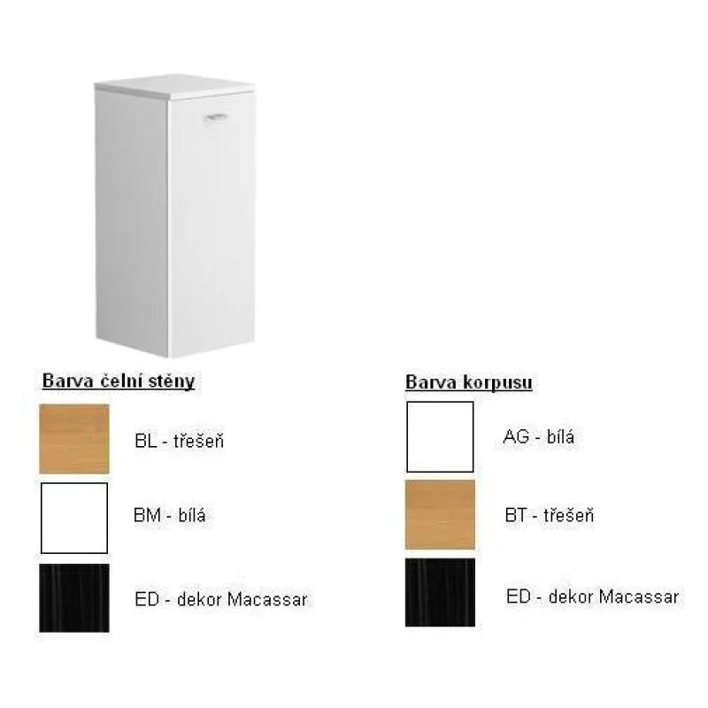 Akční Cena Villeroy & Boch Central Line Boční skříňka 350x800x370 mm,1 sklápěcí dvířka, korpus bílý,čelní stěna bílá