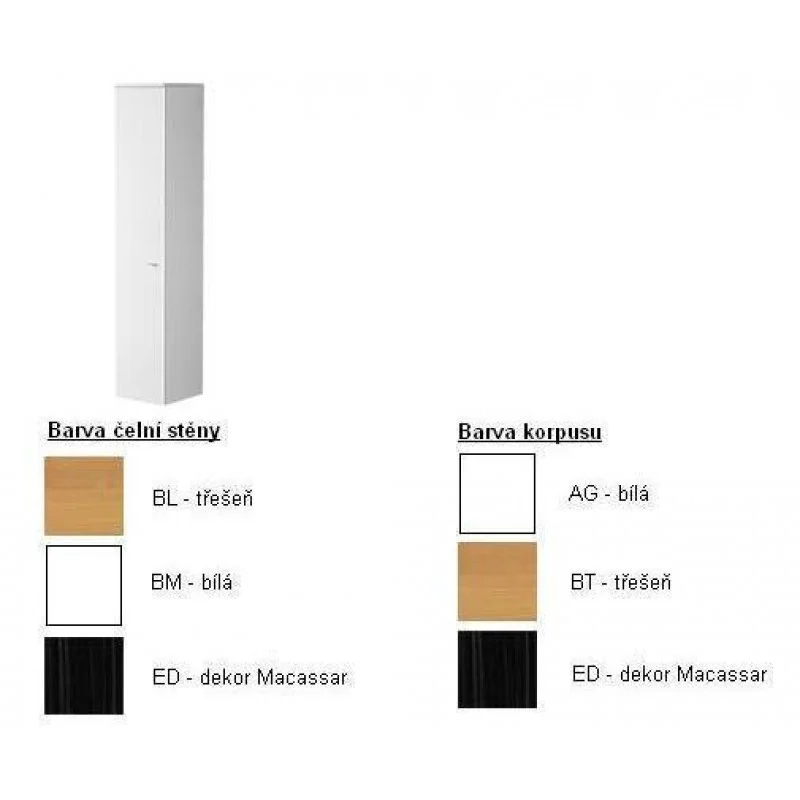 Vysoce Kvalitní Villeroy & Boch Central Line Vysoká skříňka 350x1760x370 mm, panty vlevo, korpus bílý,čelní stěna dezén Macassar