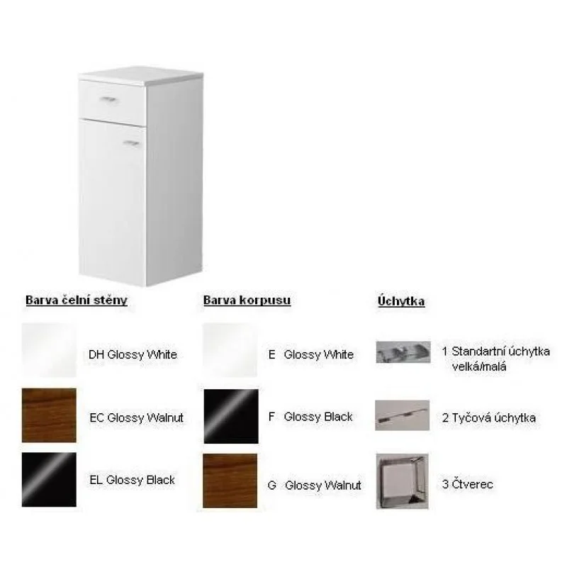 Výprodej Villeroy & Boch Central Line Fashion Boční skříňka 350x800x370 mm, panty vlevo, White, úchytka čtverec, čelní stěna Black