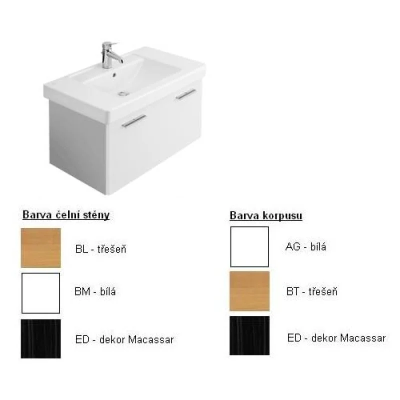 Vysoce Kvalitní Villeroy & Boch Central Line Spodní skříňka 750x430x450 mm korpus Macassar,čelní stěna dezén Macassar