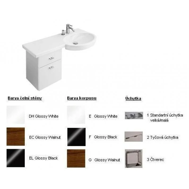 Vysoce Kvalitní Villeroy & Boch Central Line Fashion Spodní skříňka 350x492x310 mm Black, úchytka čtverec, čelní stěna White