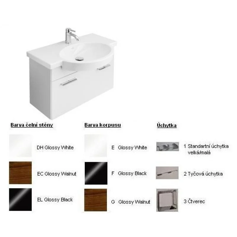 Výhodná Nabídka Villeroy & Boch Central Line Fashion Spodní skříňka 700x492x310 mm Walnut,úchytka čtverec, čelní stěna White