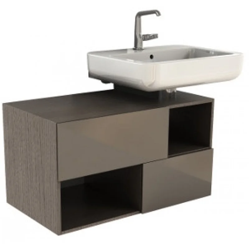 Značkový KOLO Domino Premium skříňka pod umyvadlo, 90 cm, závěsná, pravá ořech/mokka 89368