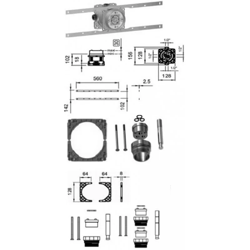 Zlevněný LAUFEN Prodlužovací sada pro Simibox podomítkové těleso, 25 mm, 3.7998.0.000.050.1