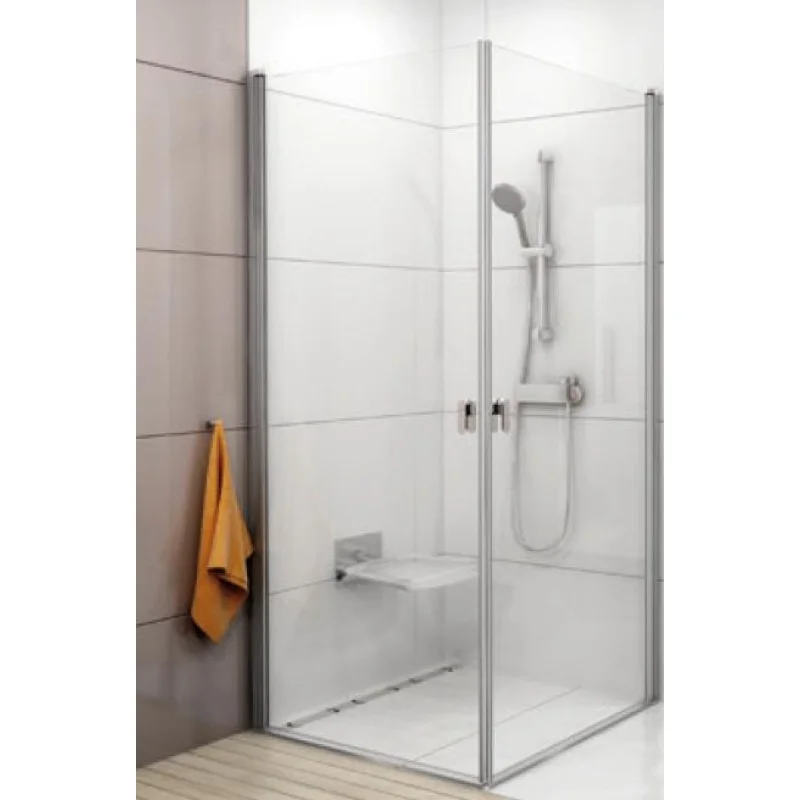 Značkový RAVAK CHROME CRV1-90 sprchové dveře, satin+Transparent 1QV70U01Z1