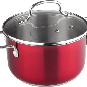 Akční Cena LAMART JOLI Nerezový hrnec LTSS2011R, 200 mm, 3,6 l, skleněná poklice, červený, 42000352