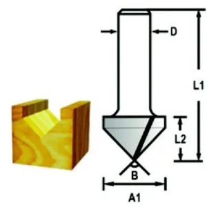 Zlevněný Drážkovací fréza tvaru V stopka 6 mm,12,7x12,7x45 mm Makita